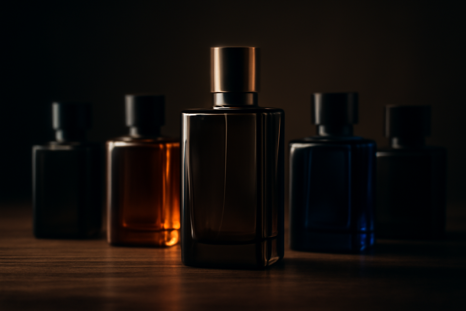 Plusieurs flacons de parfums dupes de Creed Aventus alignes pour comparatif
