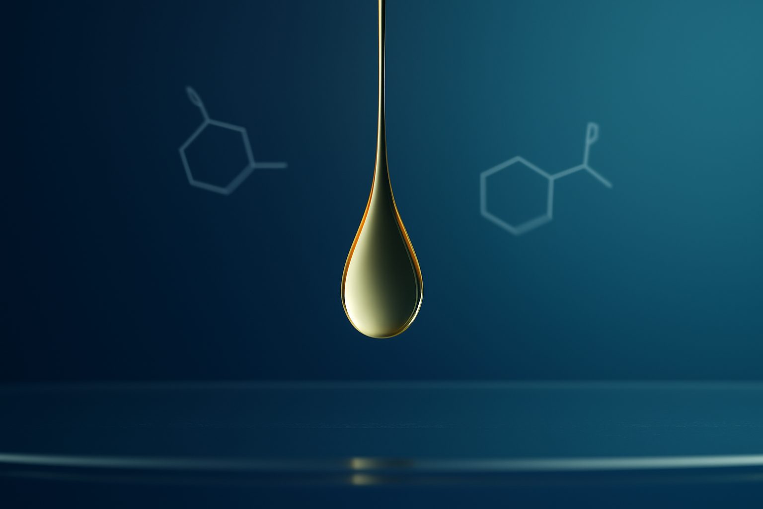 Goutte de parfum et molécules olfactives illustrant les causes d'une impression cheap ou luxe